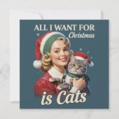 Alles wat ik voor Kerstmis wil is Katten Kat Liefh Feestdagenkaart (Voorkant)