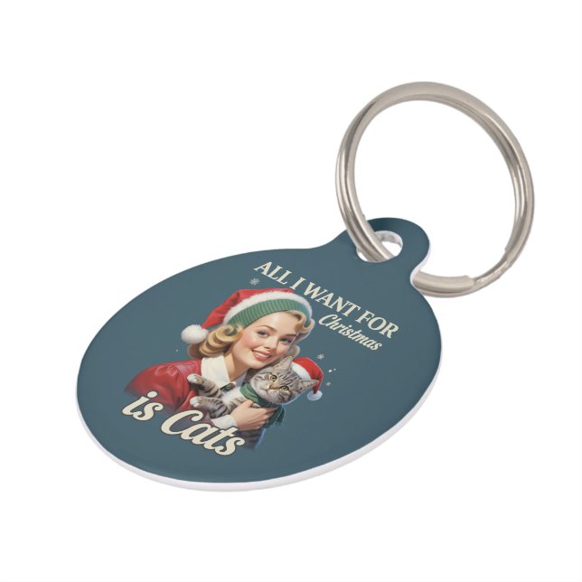 Alles wat ik voor Kerstmis wil is Katten Kat Liefh Huisdierpenning (Zijkant)