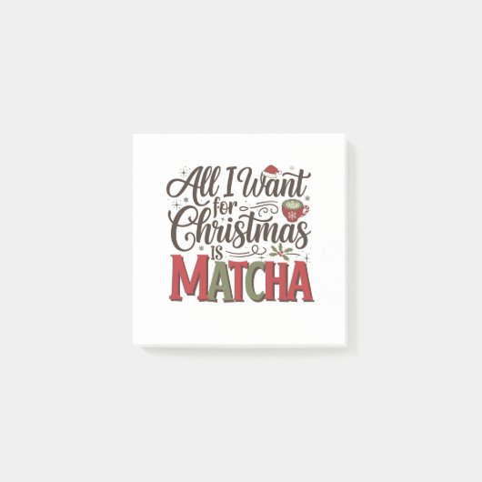 Alles wat ik voor Kerstmis wil is Matcha Groene Ko Post-it® Notes (Voorkant)