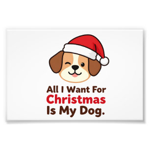 Alles wat ik voor Kerstmis wil is mijn hond kunst Foto Afdruk