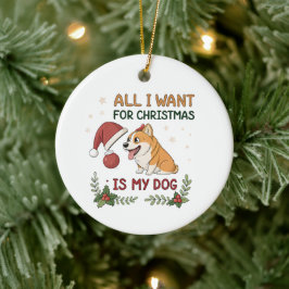 Alles wat ik voor Kerstmis wil is mijn hond Kunst Keramisch Ornament
