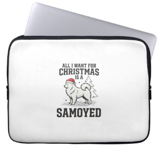 Alles wat ik voor Kerstmis wil Samoyed Hond Laptop Sleeve