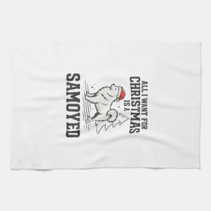 Alles wat ik voor Kerstmis wil Samoyed hond Theedoek