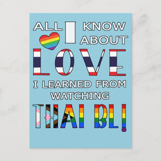 Alles wat ik weet over de liefde heb ik geleerd va briefkaart (Voorkant)
