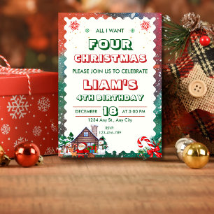 Alles wat ik wil FOUR Kerstmis 4e verjaardagsuitno Kaart