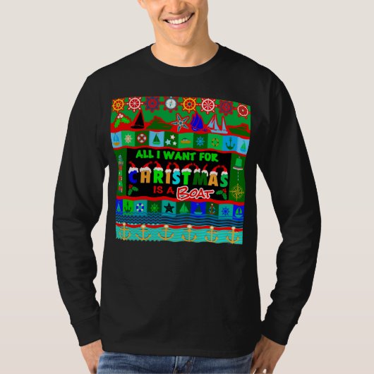 Alles wat ik wil is een boot voor Kerstmis. T-shirt (Voorkant)