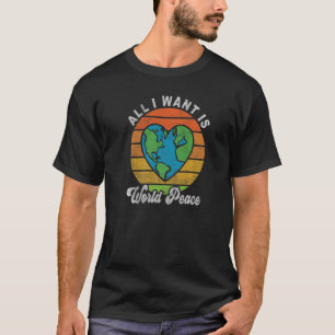 Alles wat ik wil is wereldvrede Global Heart Love T-shirt