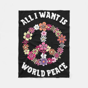 Alles wat ik wil is wereldvrede Happy Earth Day Fl Fleece Deken