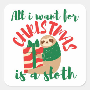 ALLES WAT IK WIL MET KERST IS EEN LUIAARD  VIERKANTE STICKER