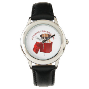 Alles wat ik wil met kerstboxer met bril. horloge