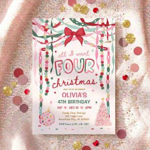 Alles wat ik wil Vier Kerstmis Whimsical 4e Verjaa Kaart