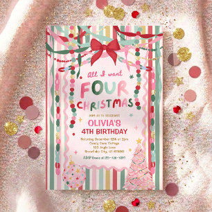 Alles wat ik wil Vier Kerstmis Whimsical 4e Verjaa Kaart