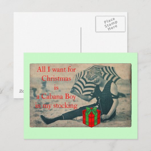 Alles wat ik wil voor Christmas / Cabana Boy brief Feestdagenkaart (Voorkant / Achterkant)