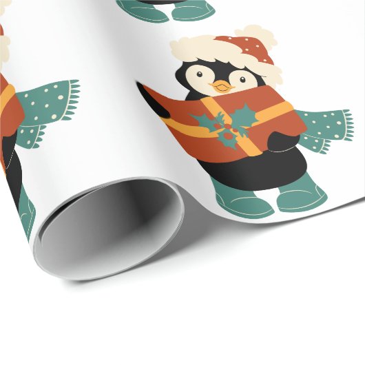 Alles wat ik wil voor de  kerstpinguïn cadeaupapier (Rol Hoek)