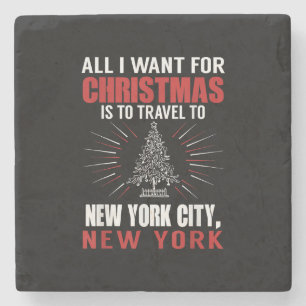 Alles wat ik wil voor kerst reizen naar New York C Stenen Onderzetter