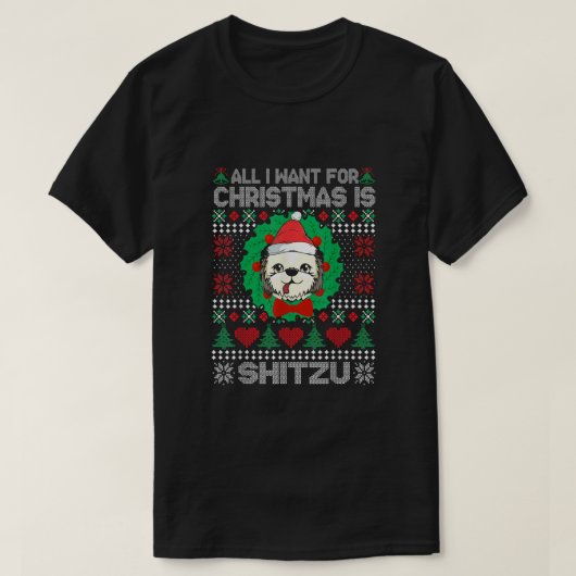 Alles wat ik wil voor kerstcadeau-Hondenliefhebber T-shirt (Design voorkant)