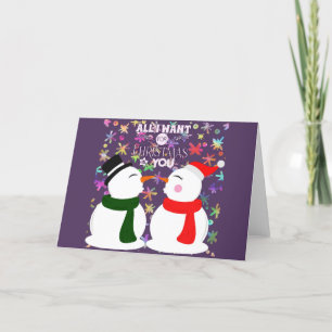 Alles wat ik wil voor kerstcadeautje Snowman Feestdagen Kaart