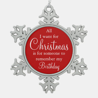 Alles wat ik wil voor kerstfeestdag tin sneeuwvlok ornament