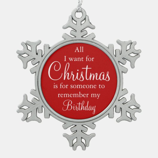 Alles wat ik wil voor kerstfeestdag tin sneeuwvlok ornament (Voorkant)