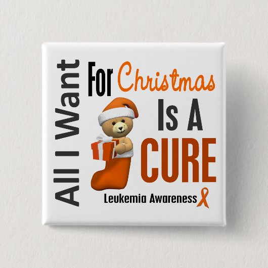 Alles wat ik wil voor kerstleukemie vierkante button 5,1 cm (Voorkant)