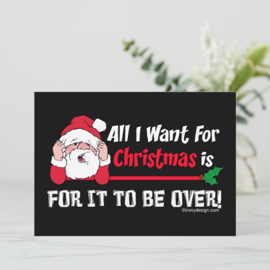 Alles wat ik wil voor Kerstmis Bah Humbug Funny Bl Feestdagenkaart (Staand voorkant)