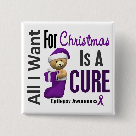 Alles wat ik wil voor Kerstmis Epilepsy Vierkante Button 5,1 Cm (Voorkant)
