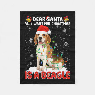Alles wat ik wil voor Kerstmis is Beagle Santa Hat Fleece Deken