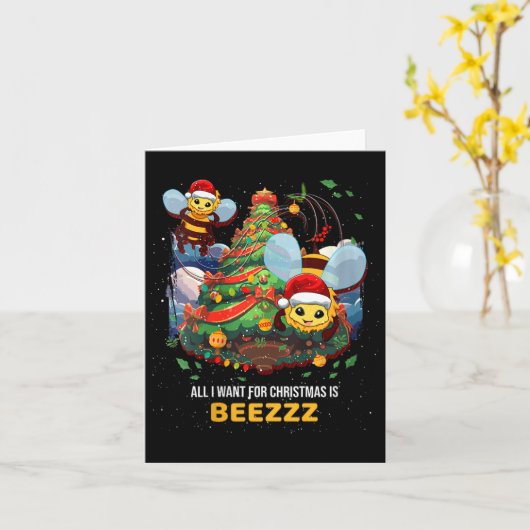 Alles wat ik wil voor Kerstmis is Beezz Honey Bee  Kaart (Gele Bloem)