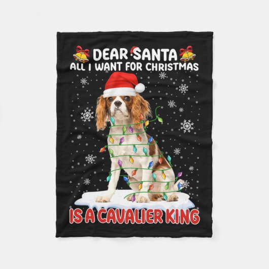 Alles wat ik wil voor Kerstmis is Cavalier King Sa Fleece Deken (Voorkant)