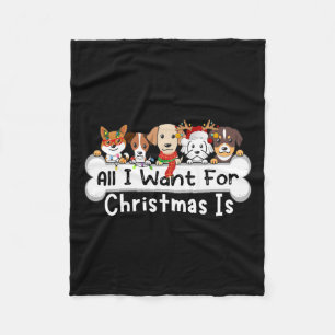 Alles wat ik wil voor Kerstmis is Dogs Xmas Schatt Fleece Deken