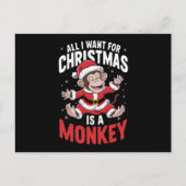Alles wat ik wil voor Kerstmis is een apenliefhebb Feestdagenkaart (Voorkant)
