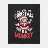 Alles wat ik wil voor Kerstmis is een apenliefhebb Fleece Deken (Voorkant)