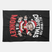 Alles wat ik wil voor Kerstmis is een apenliefhebb Theedoek (Horizontaal)