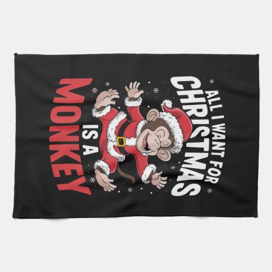 Alles wat ik wil voor Kerstmis is een apenliefhebb Theedoek (Horizontaal)