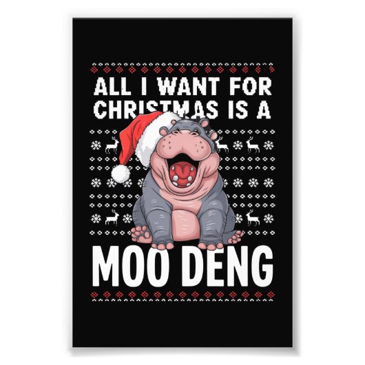 Alles wat ik wil voor Kerstmis is een Moo Deng Foto Afdruk (Voorkant)