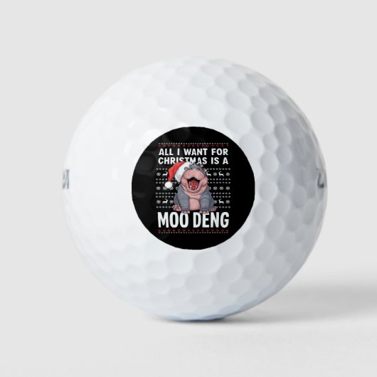 Alles wat ik wil voor Kerstmis is een Moo Deng Golfballen (Voorkant)