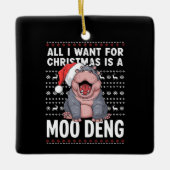 Alles wat ik wil voor Kerstmis is een Moo Deng Keramisch Ornament (Voorkant)