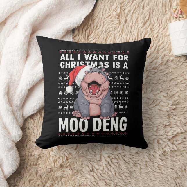 Alles wat ik wil voor Kerstmis is een Moo Deng Kussen (Deken)