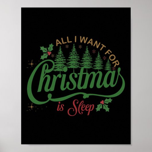 Alles wat ik wil voor Kerstmis is een slaap grappi Poster (Voorkant)