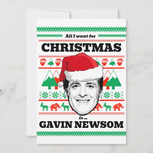 Alles wat ik wil voor Kerstmis is Gavin Newsom Kaart (Voorkant)