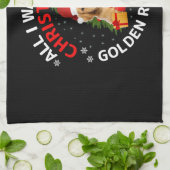 Alles wat ik wil voor Kerstmis is golden retriever Theedoek (Gevouwen)