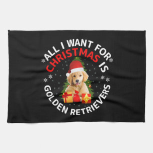 Alles wat ik wil voor Kerstmis is golden retriever Theedoek