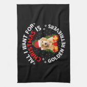 Alles wat ik wil voor Kerstmis is golden retriever Theedoek (Verticaal)