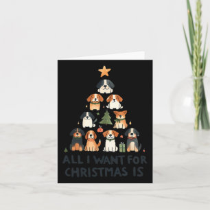 Alles wat ik wil voor Kerstmis is honden kerstboom Kaart