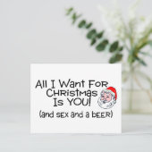 Alles wat ik wil voor Kerstmis is jij en bier Feestdagenkaart (Staand voorkant)