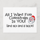 Alles wat ik wil voor Kerstmis is jij en bier Feestdagenkaart (Voorkant)