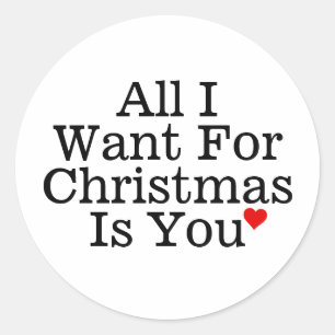Alles wat ik wil voor Kerstmis is jou met rood har Ronde Sticker