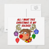 Alles wat ik wil voor Kerstmis is mijn soldaat Feestdagenkaart (Voorkant / Achterkant)