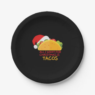 Alles wat ik wil voor Kerstmis is Tacos Kerstman Papieren Bordje