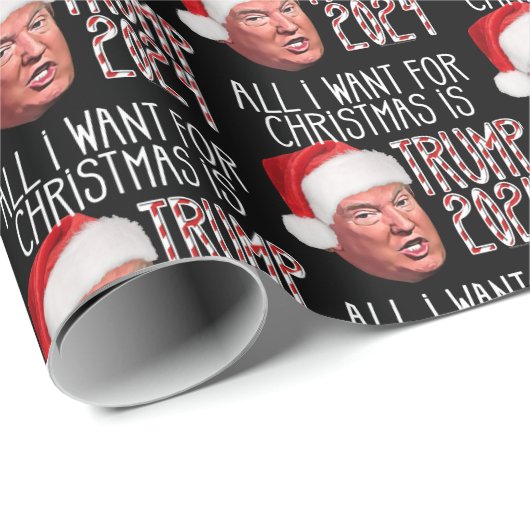 Alles wat ik wil voor Kerstmis is Trump 2024 Cadeaupapier (Rol Hoek)